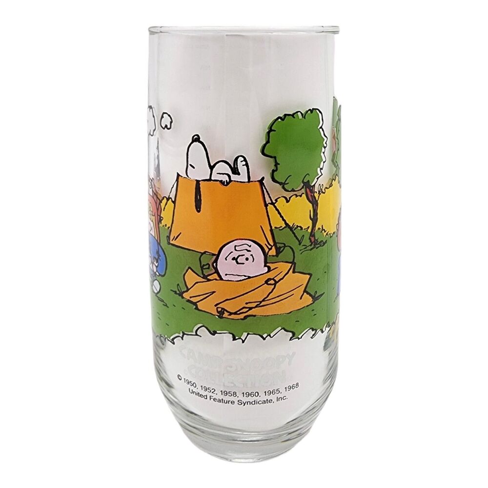 Vintage 1983 McDonald's Camp Snoopy Glass Peanuts Charlie Brown Linus Lucy
